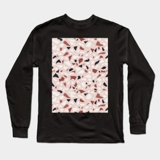 Terrazzo Pattern In Terracotta Black And White Long Sleeve T-Shirt